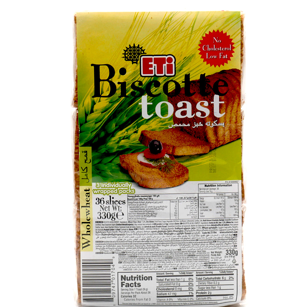 Eti Biscotte Toast Wholewheat - 387g