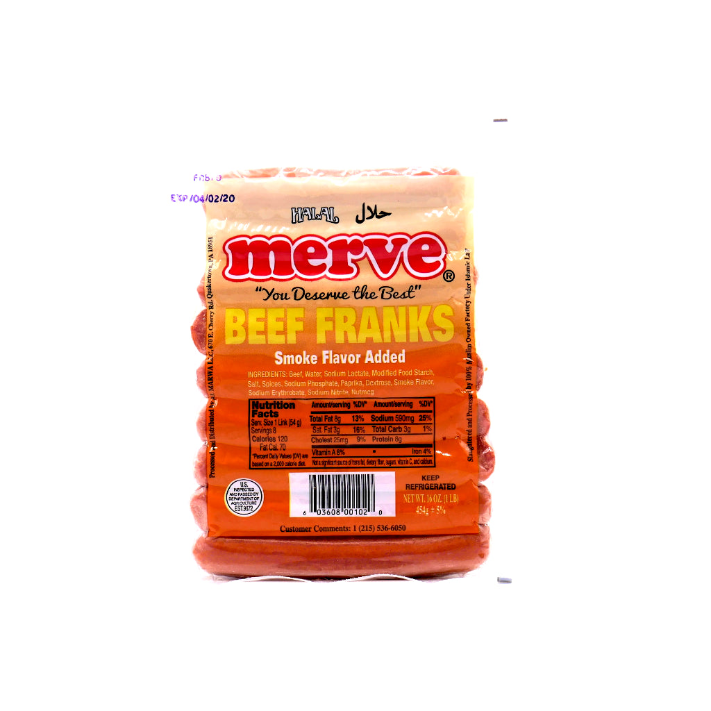 Merve Beef Franks - 454g